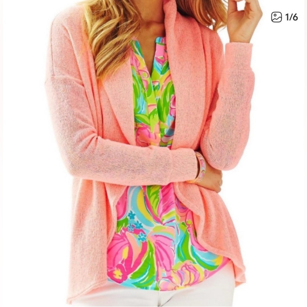 Lilly Pulitzer Coral Open-Front Women's Cardigan